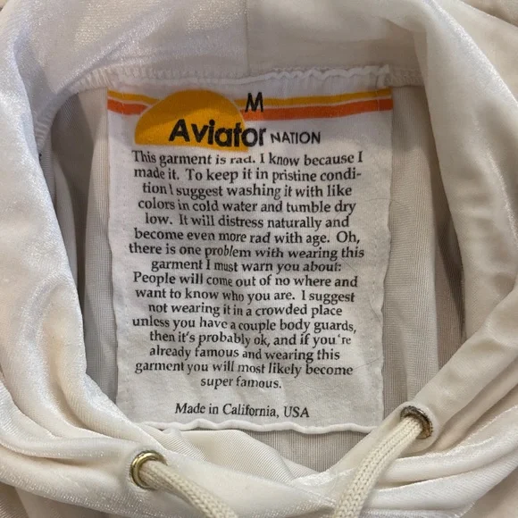 Aviator Nation White Velvet Hoodie - Picture 4 of 6
